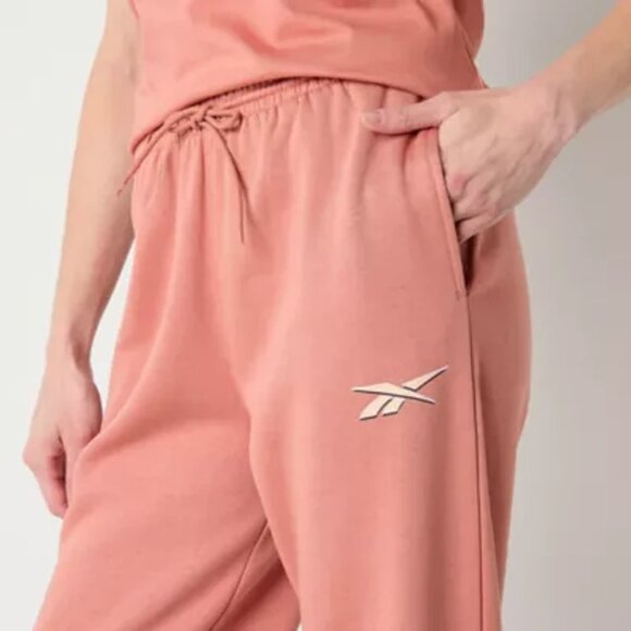 Reebok Sweatpants 2XL-Dusty Pink Jogger Pockets Fleece Pants Mid Rise Drawstring - Picture 1 of 6